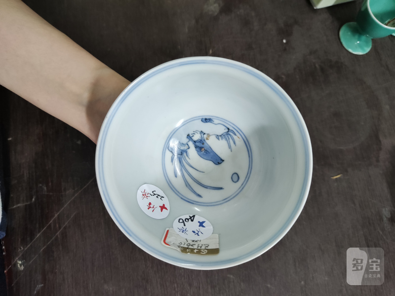 明 青花芦雁纹碗一对 - 图3